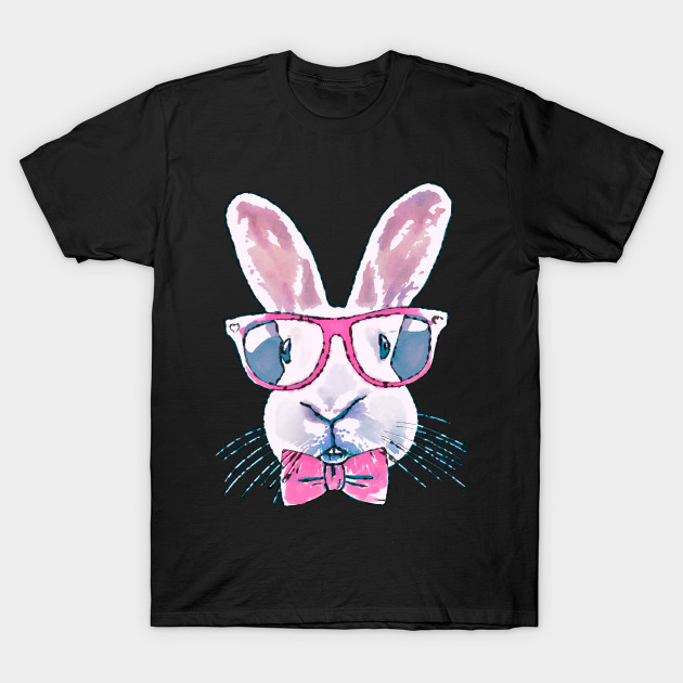 Rabbit bunny Red glasses Watercolor by Collagedream